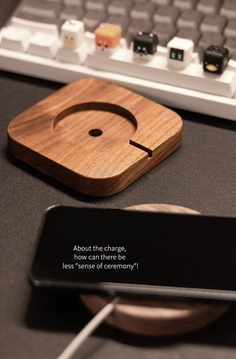 Magnetic Wireless Charger Solid Wood Bracket Base