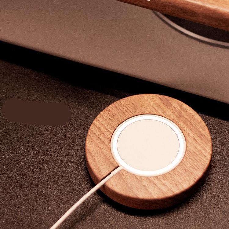 Magnetic Wireless Charger Solid Wood Bracket Base