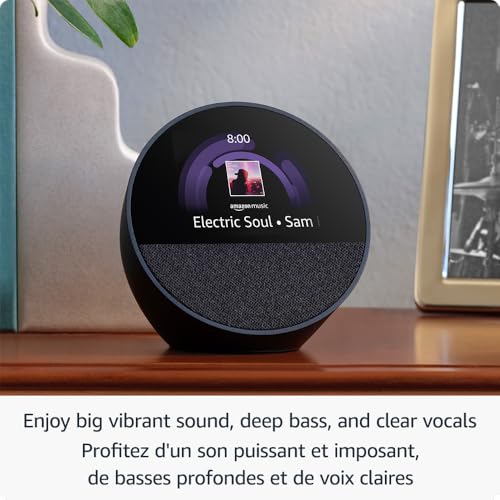 Amazon Echo Spot – Smart Alarm Clock with Alexa & Vibrant Sound