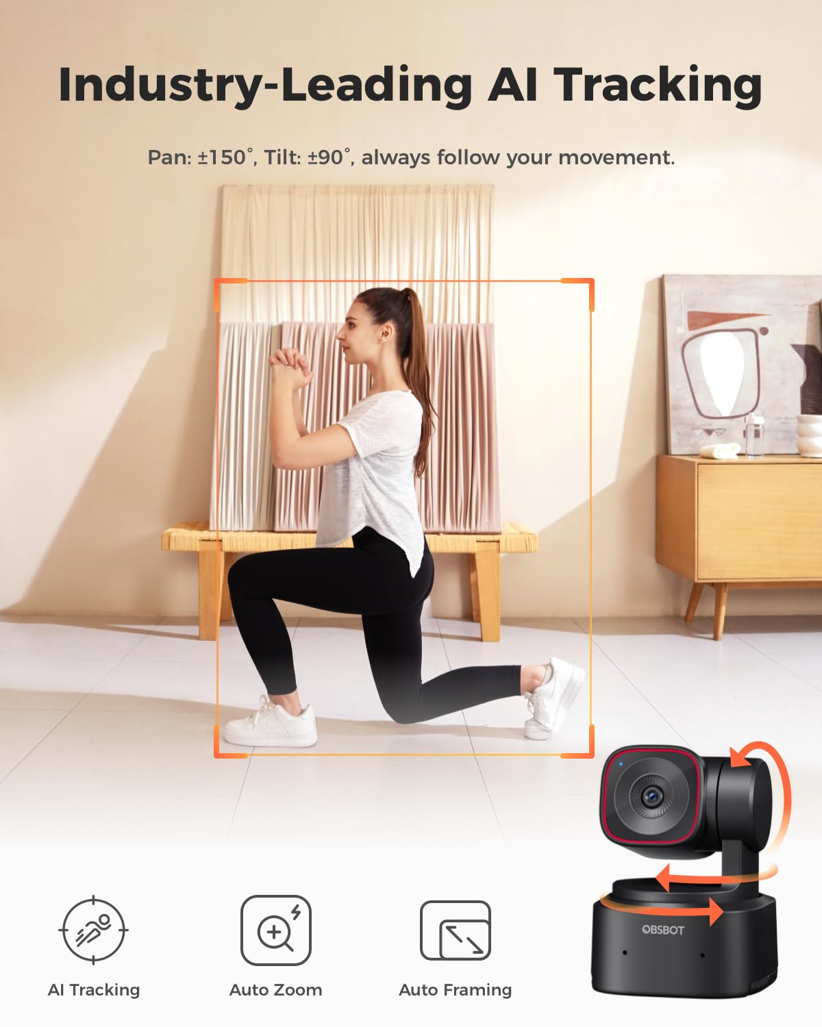 OBSBOT Tiny 2 Lite 4K Webcam – AI Tracking and Gesture Control