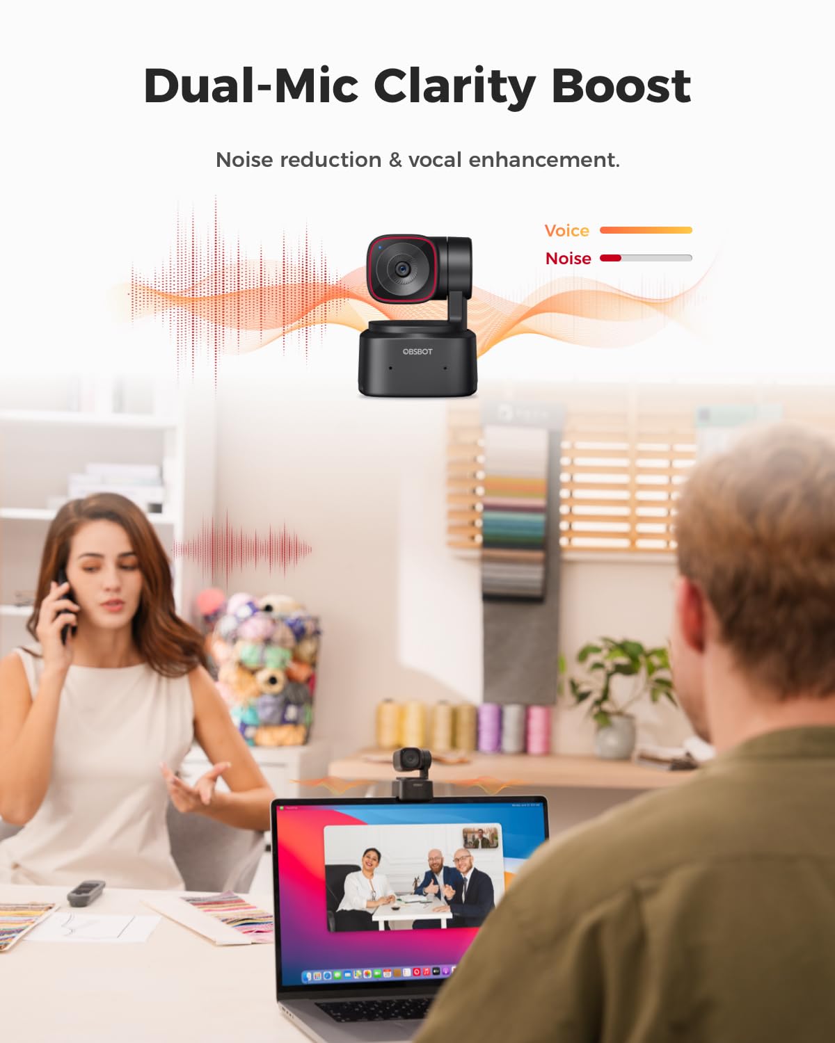 OBSBOT Tiny 2 Lite 4K Webcam – AI Tracking and Gesture Control