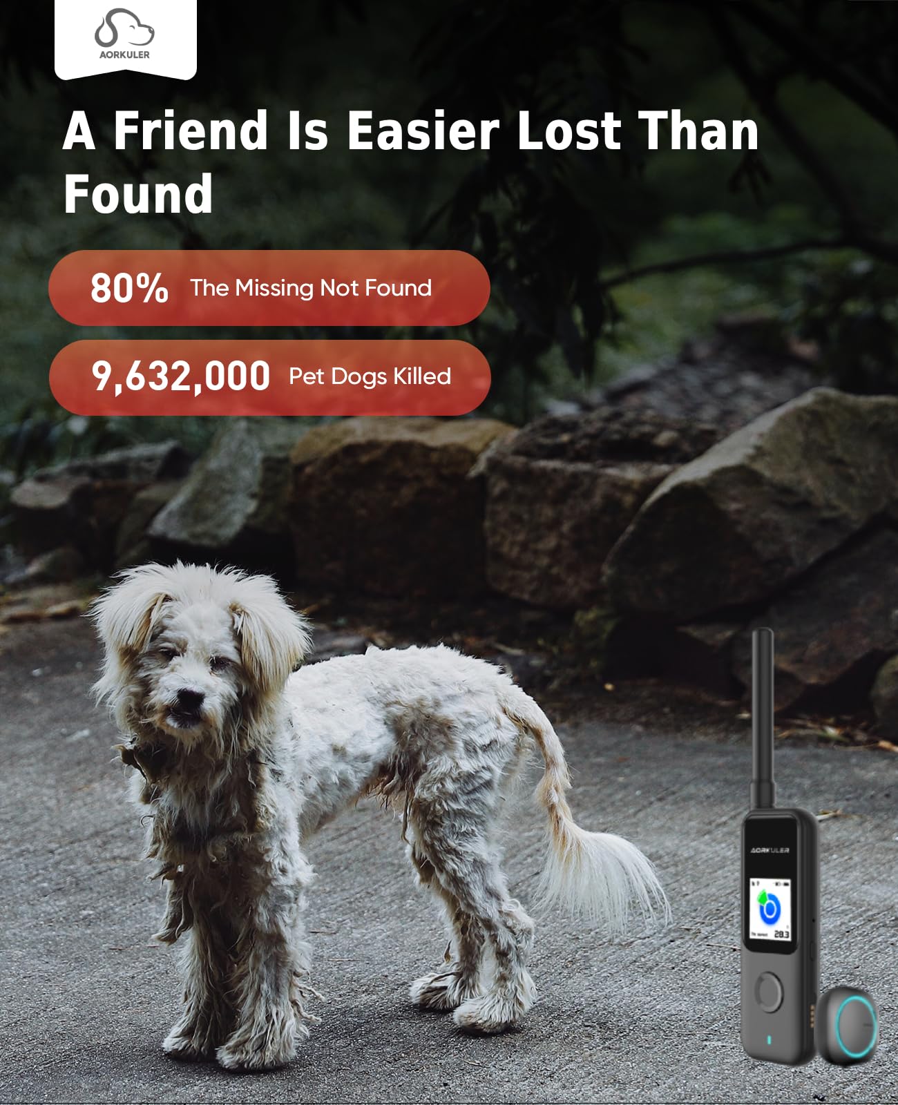 Aorkuler GPS Dog Tracker – No Monthly Fees, Real-Time Tracking