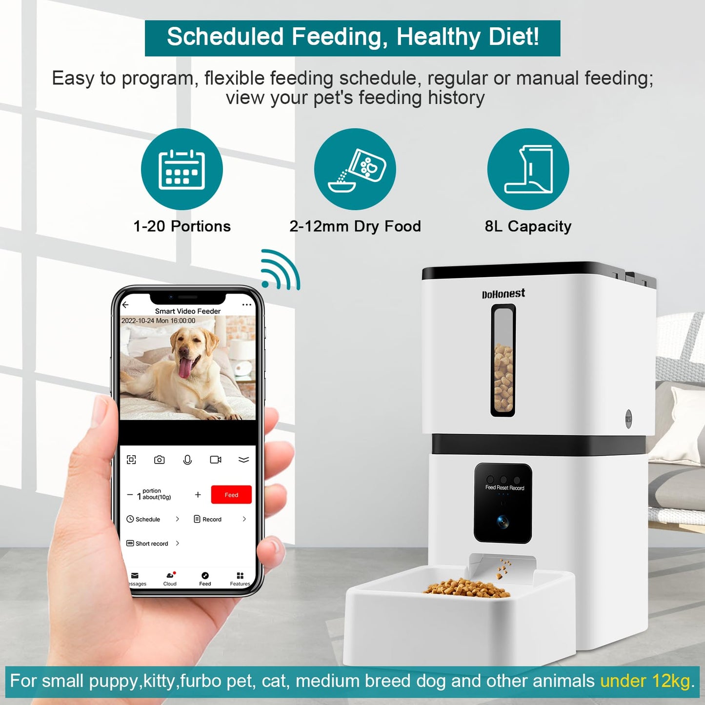 DoHonest Automatic Dog Feeder with Camera