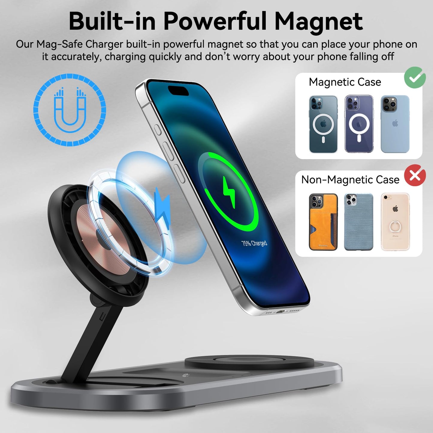 3-in-1 Wireless Charger for iPhone, Apple Watch, AirPods