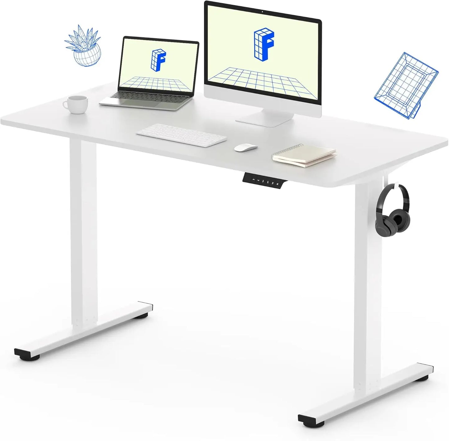 Electric Standing Desk – 48 x 30 Inch Adjustable Height Desk for Home Office